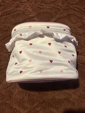 Pink Heart Ruffle Cosmetic Bag